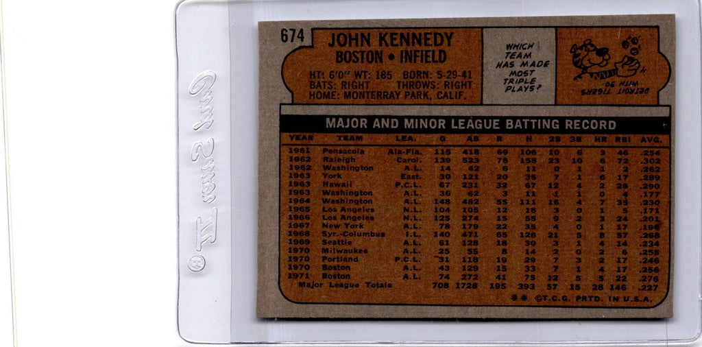 1972 Topps #674 John Kennedy