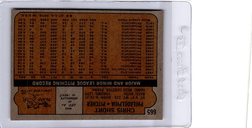 1972 Topps #665 Chris Short