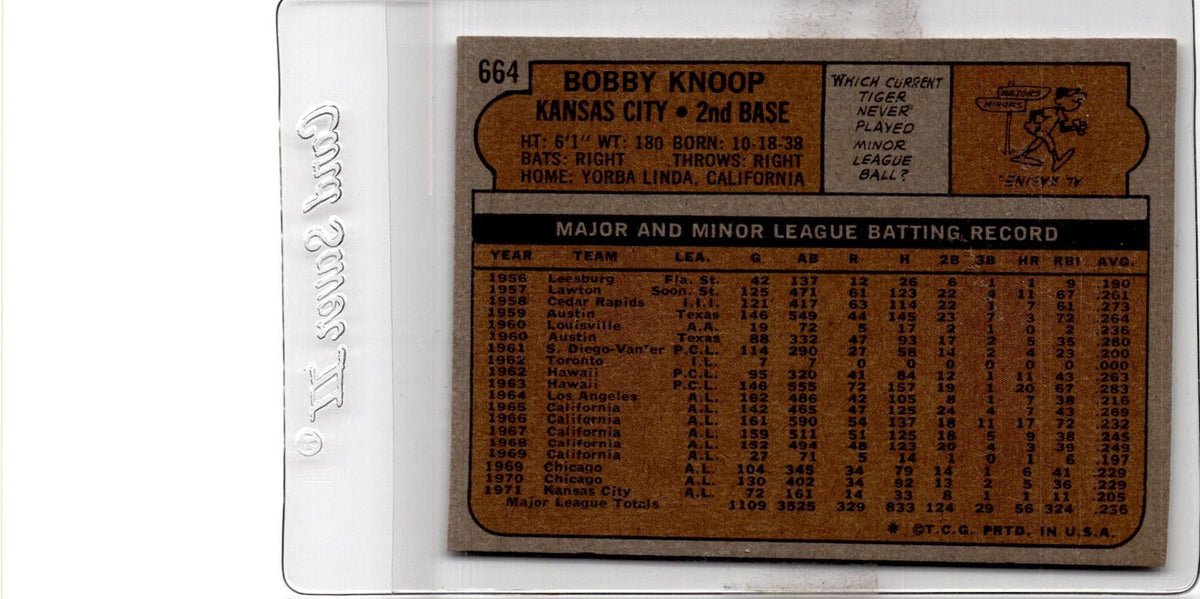 1972 Topps #664 Bobby Knoop