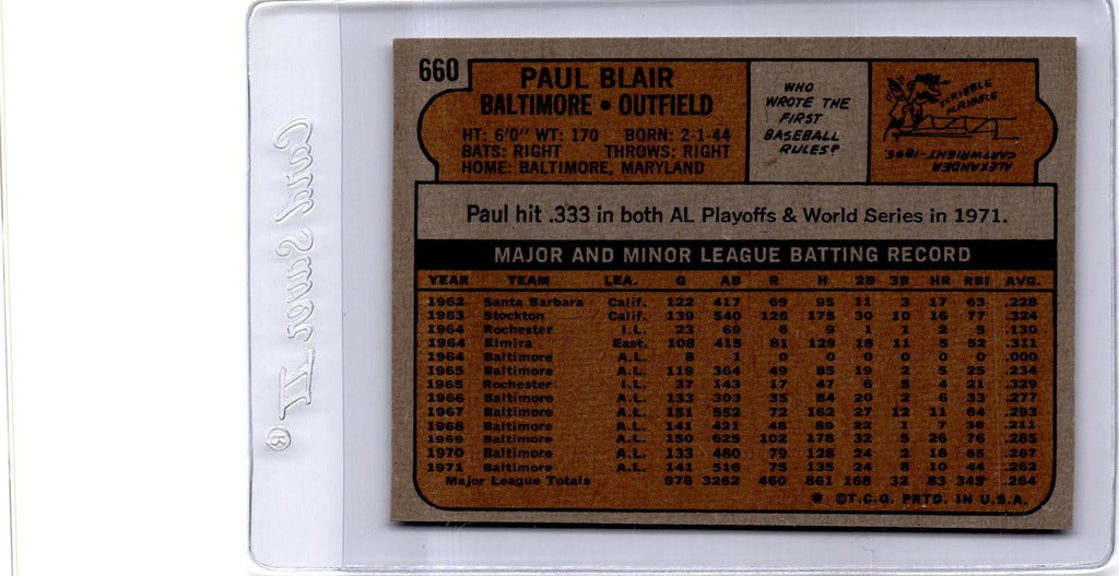 1972 Topps #660 Paul Blair