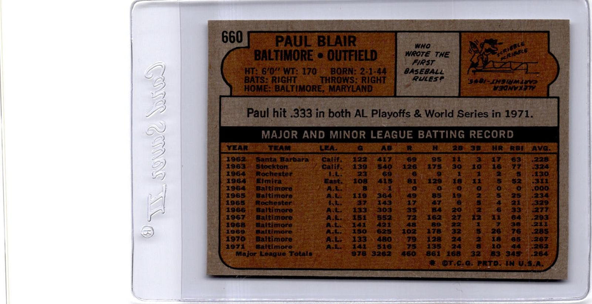 1972 Topps #660 Paul Blair