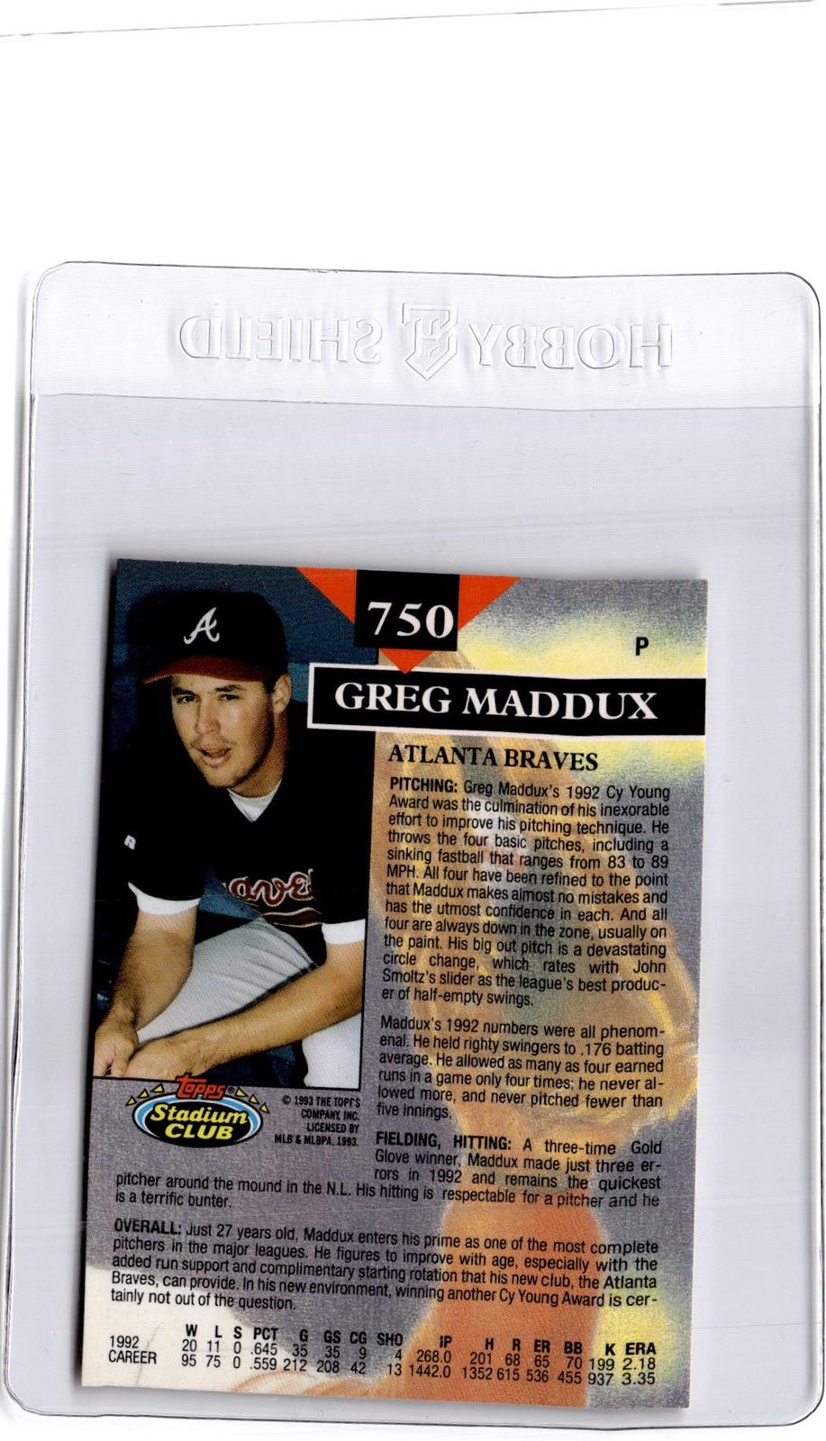 1993 Stadium Club #750b Greg Maddux Members Only