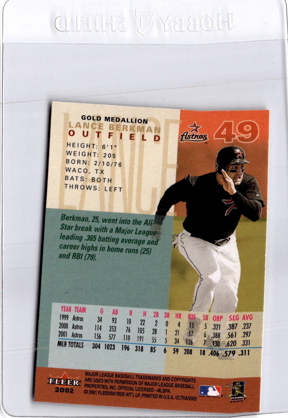 2002 Ultra #49 Lance Berkman Gold Medallion