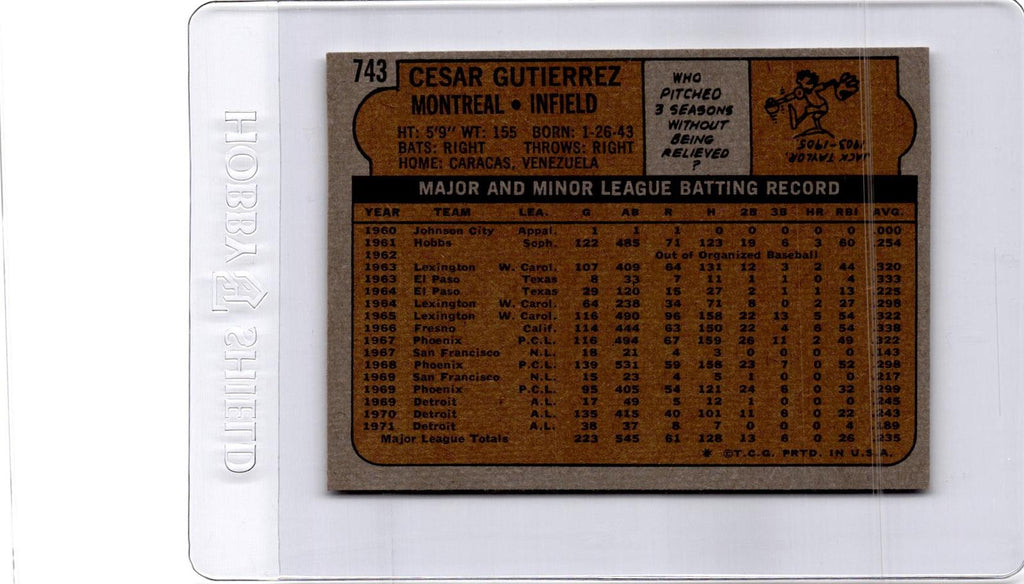 1972 Topps #743 Cesar Gutierrez