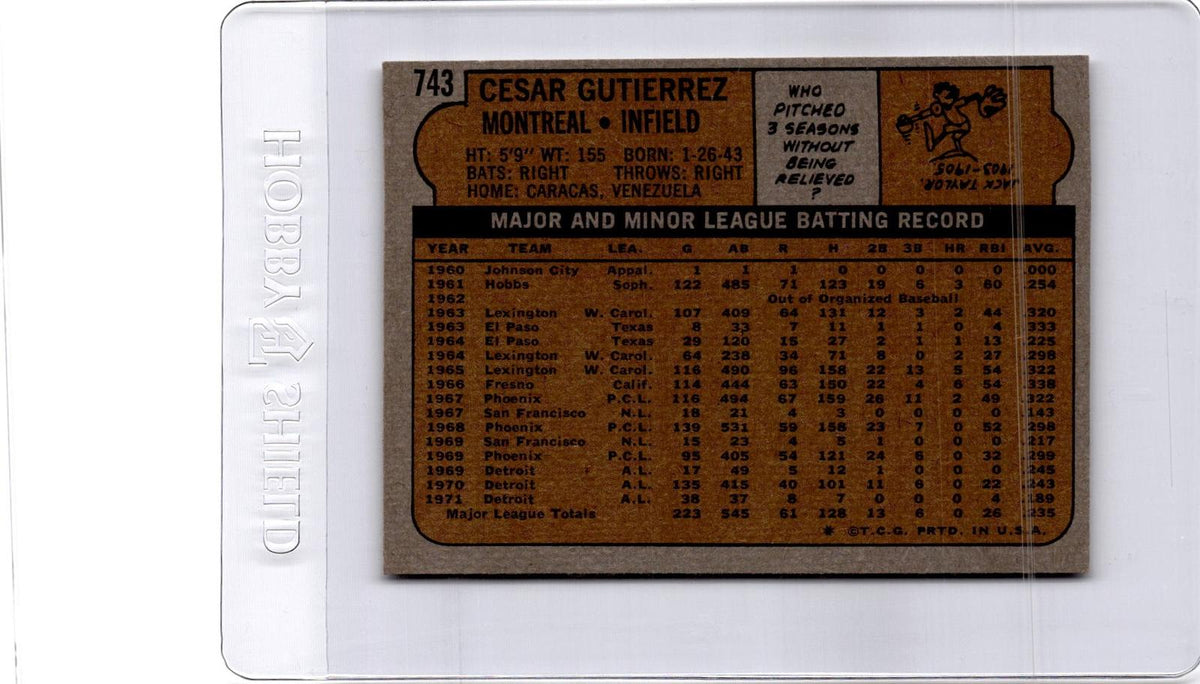 1972 Topps #743 Cesar Gutierrez