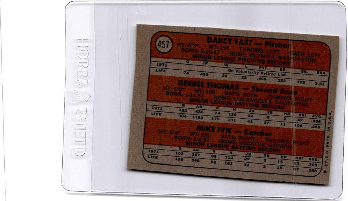 1972 Topps Padres 1972 Rookie Stars (Darcy Fast / Derrel Thomas / Mike Ivie)