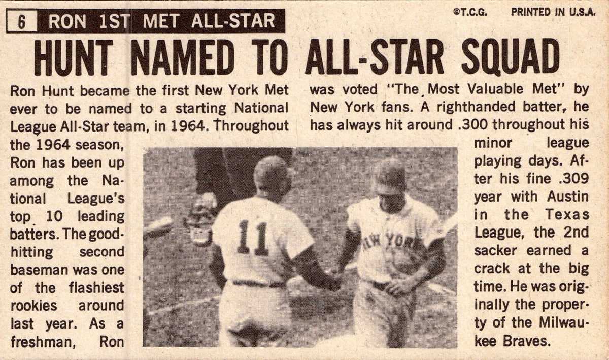 1964 Topps Giants #6 Ron Hunt