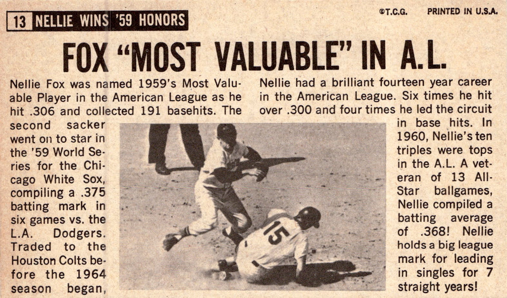 1964 Topps Giants #13 Nellie Fox
