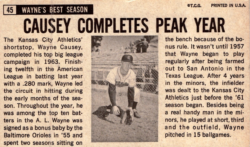 1964 Topps Giants #45 Wayne Causey