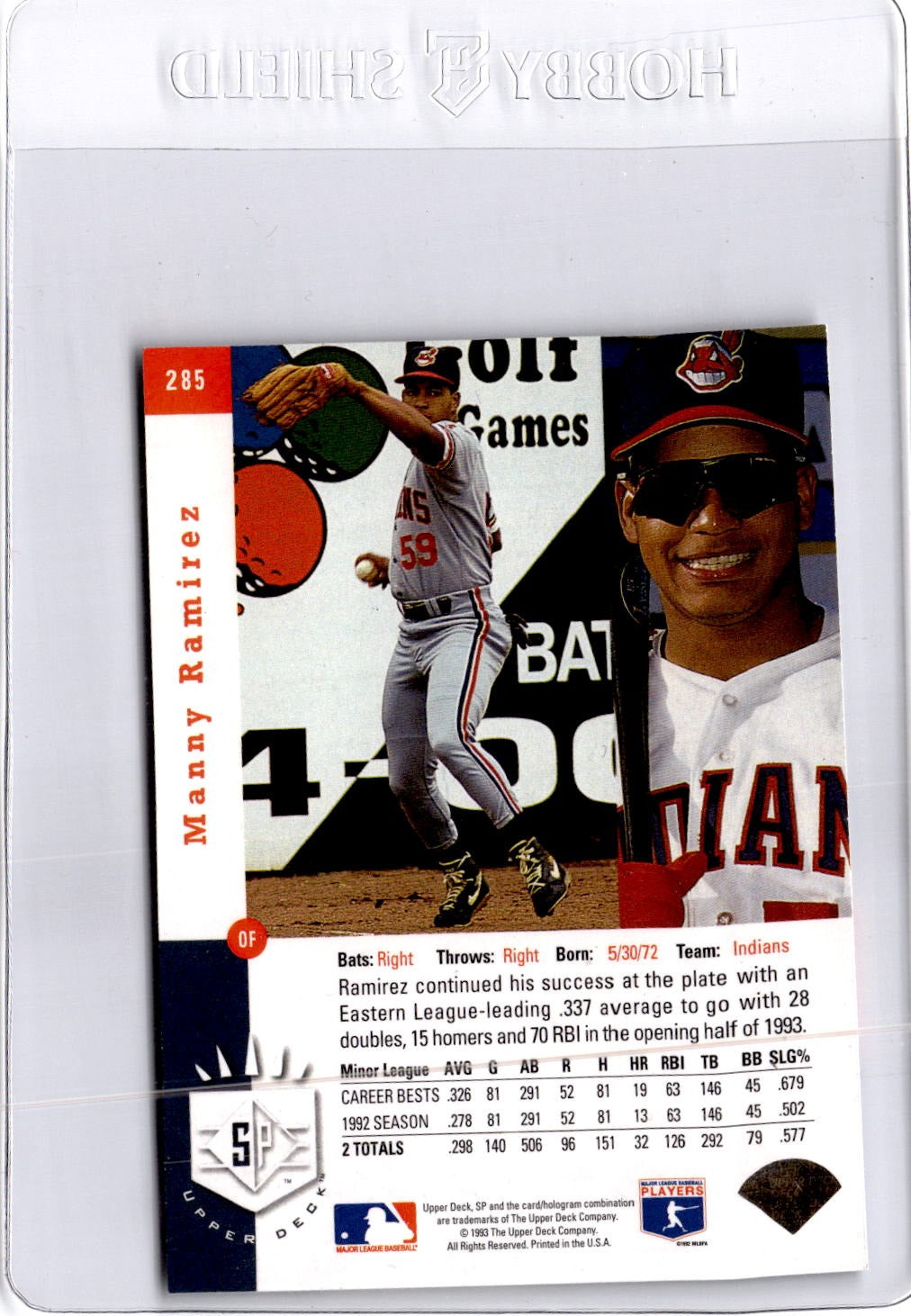 1993 SP #285 Manny Ramirez