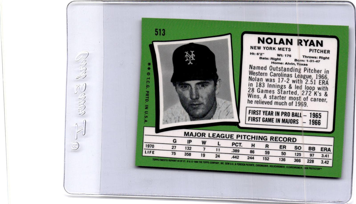 1999 Topps #4 Nolan Ryan Nolan Ryan Commemorative Reprints Finest