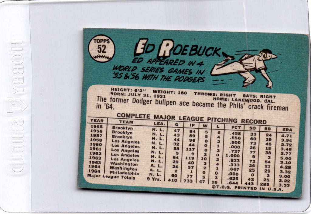 1965 Topps #52 Ed Roebuck