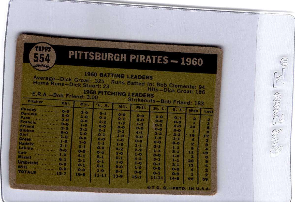 1961 Topps #554 Pittsburgh Pirates