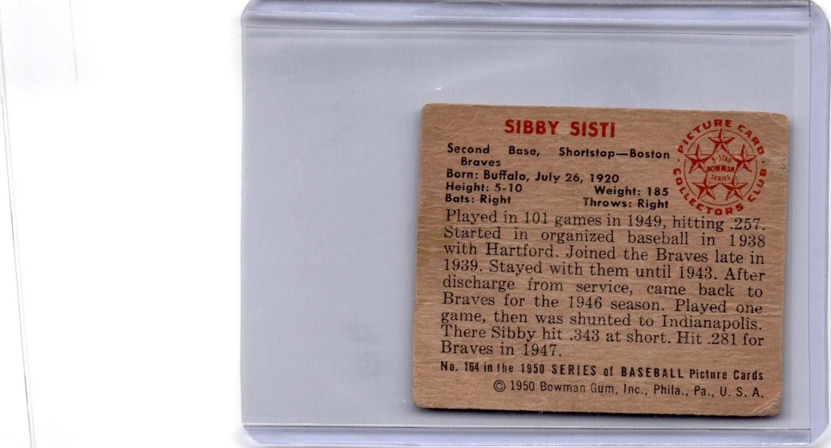 1950 Bowman #164 Sibby Sisti