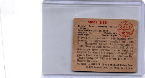 1950 Bowman #164 Sibby Sisti