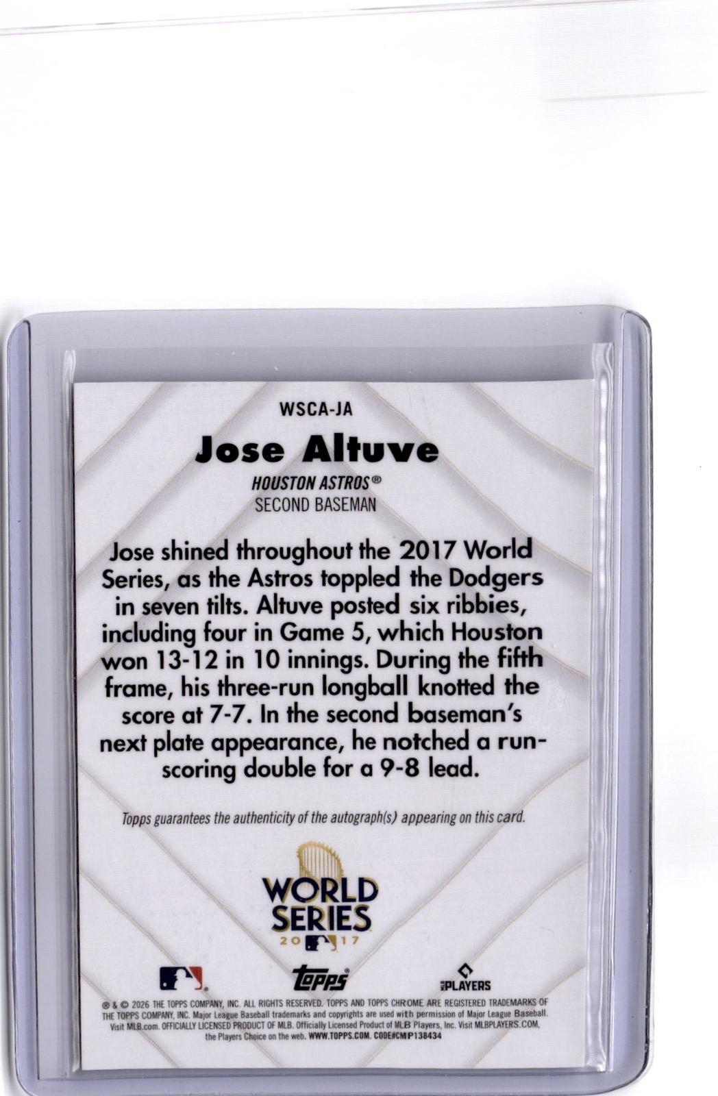 2026 Topps Chrome Jose Altuve World Series Champions Autographs 027/100 JSY#