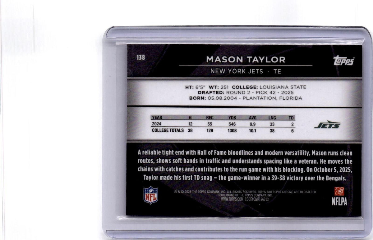 2025 Topps Chrome Black #138 Mason Taylor Purple Refractor #/75