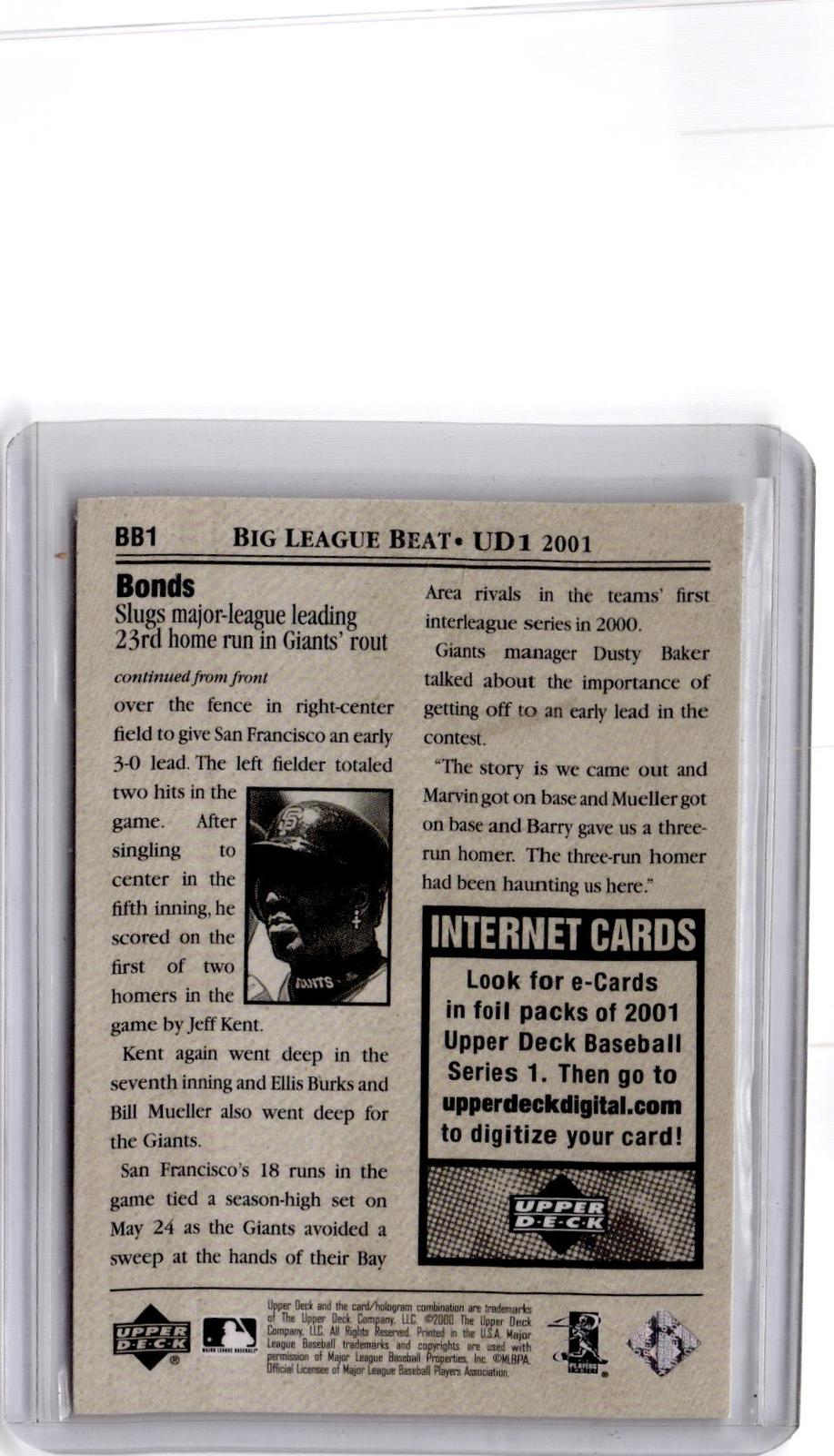 2001 Upper Deck #BB1 Barry Bonds Big League Beat