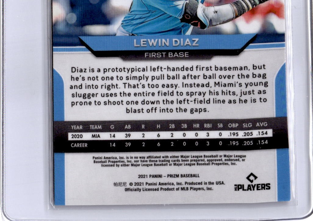2021 Panini Prizm #50 Lewin Diaz Red Shimmer Prizm #/7