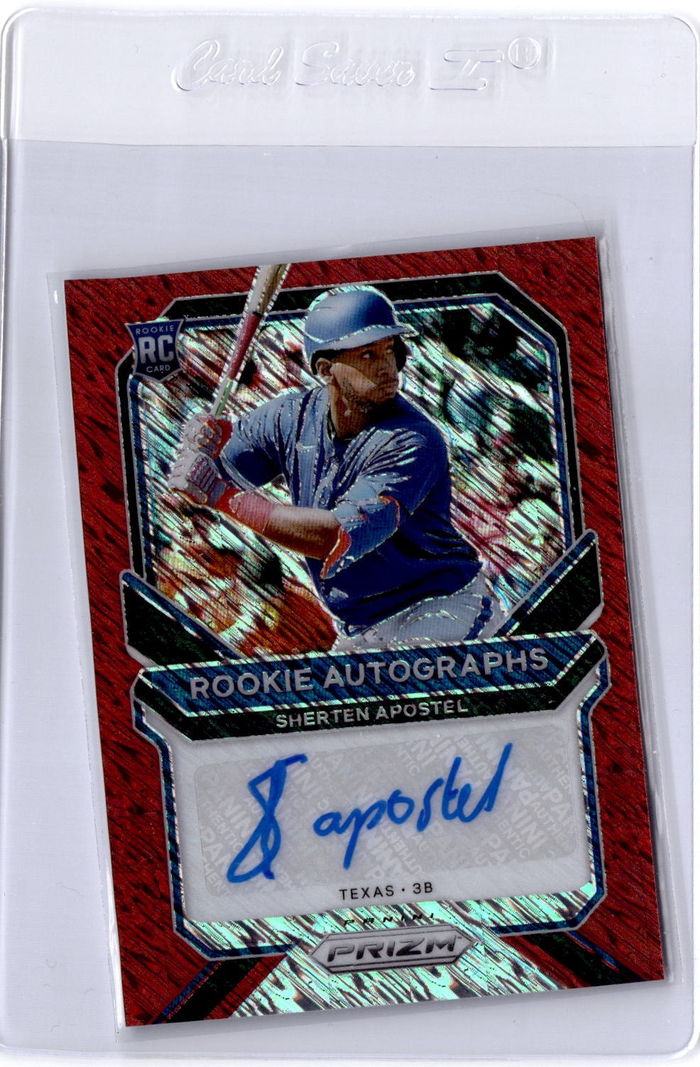2021 Panini Prizm #RA-SA Sherten Apostel Rookie Autographs Red Shimmer Prizm /3