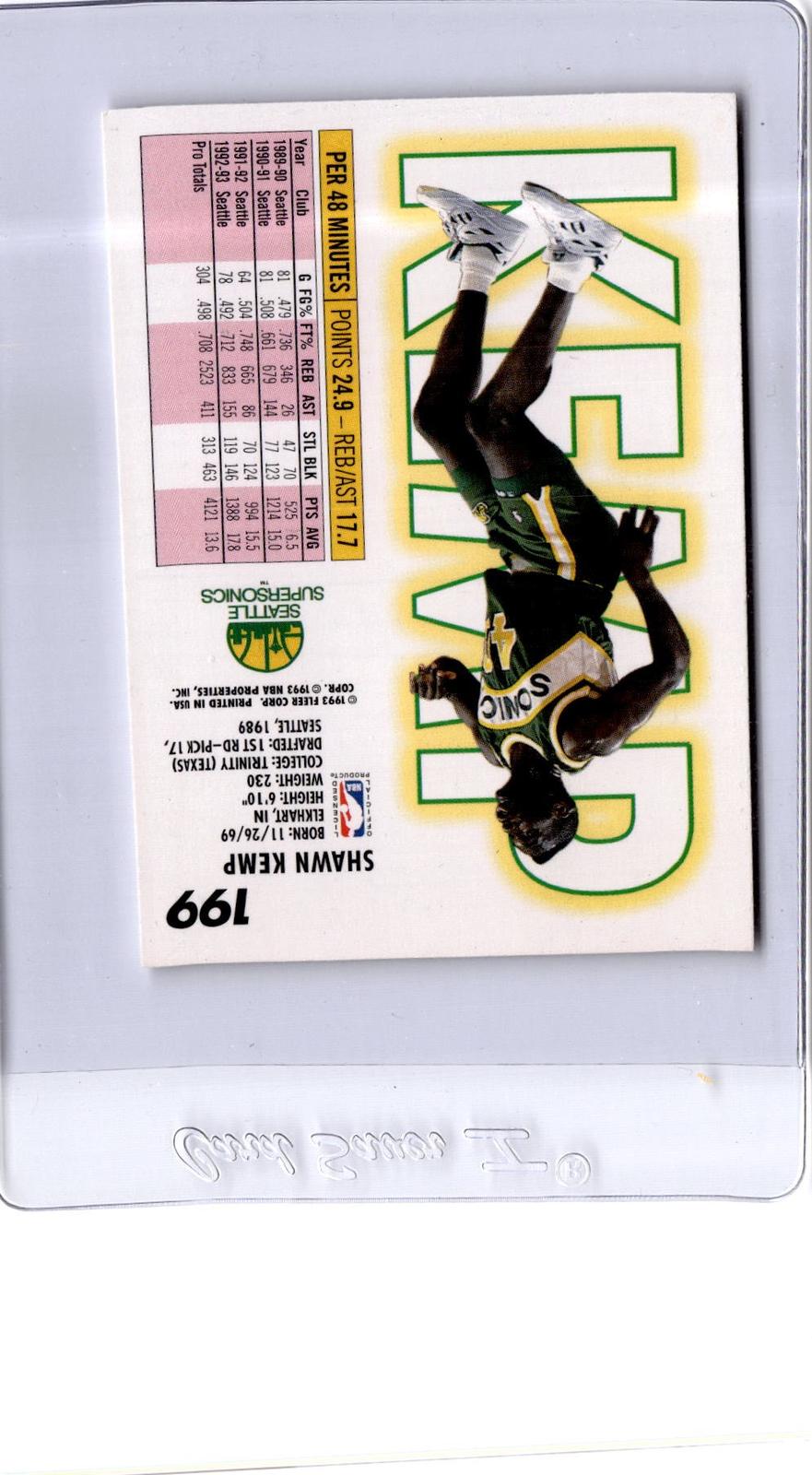 1993-94 Fleer #199 Shawn Kemp Perforated Promo Sheet Singles