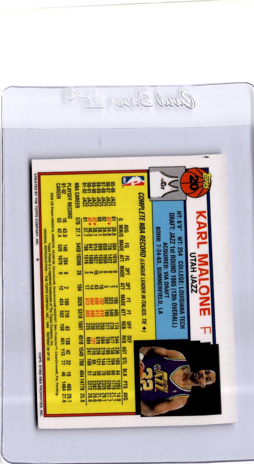 1996-97 Stadium Club #26 Karl Malone Finest Reprints Refractor