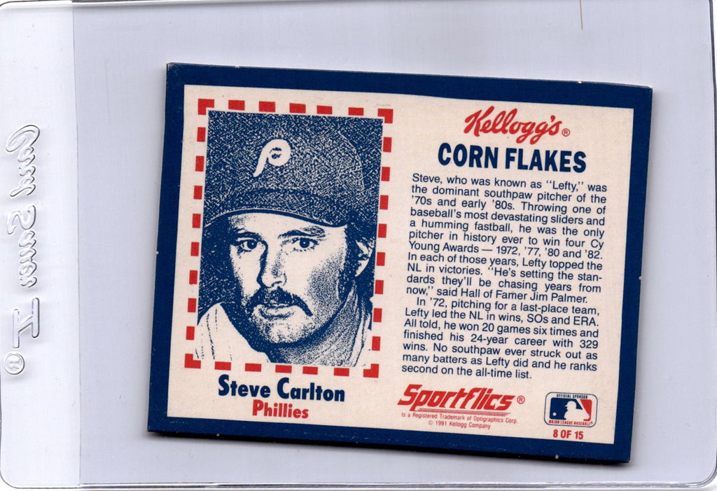 1991 Kellogg's Corn Flakes Baseball Greats #8 Steve Carlton