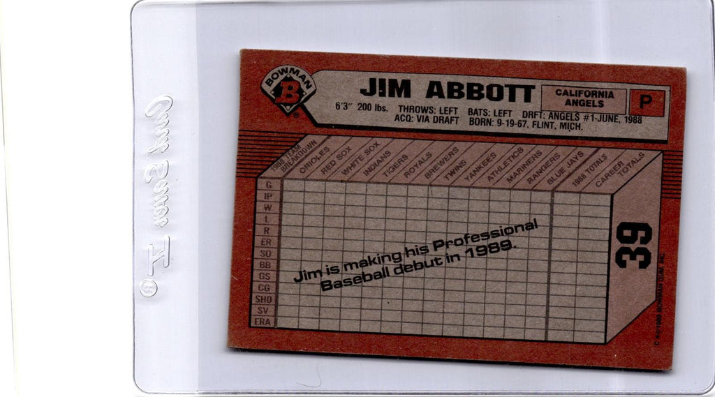 1989 Bowman #39 Jim Abbott