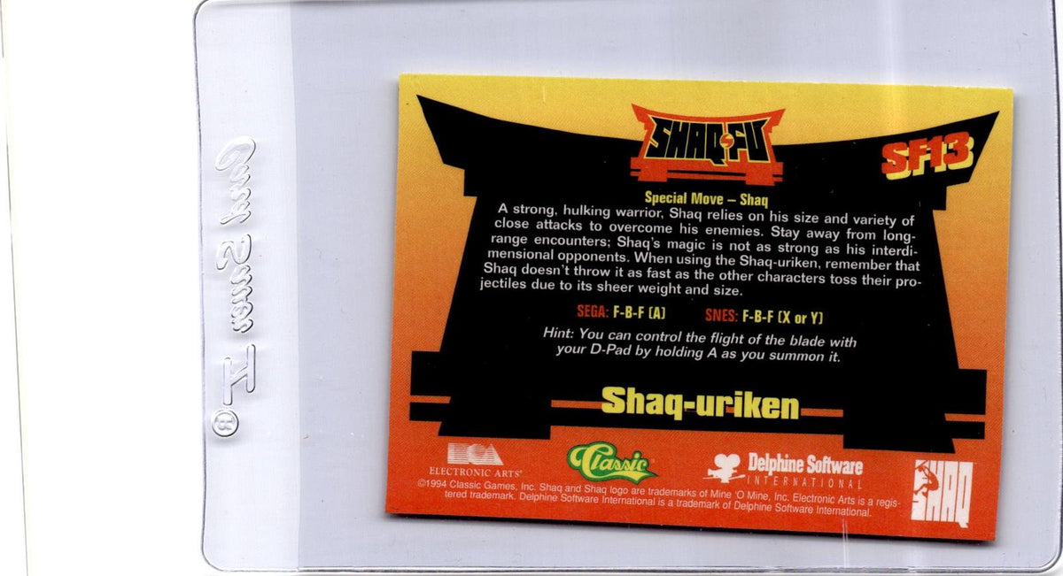 1994 Classic Four Sport #SF13 Shaq-uriken Shaq Fu