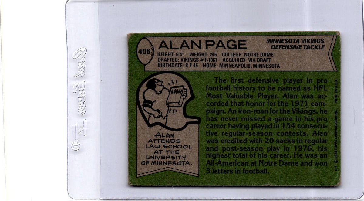 1978 Topps #406 Alan Page