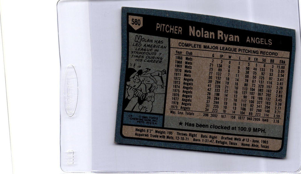 1980 Topps #580 Nolan Ryan