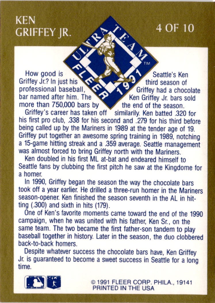 1991 Ultra #4 Ken Griffey Jr. Ultra Team (Ultra Gold)