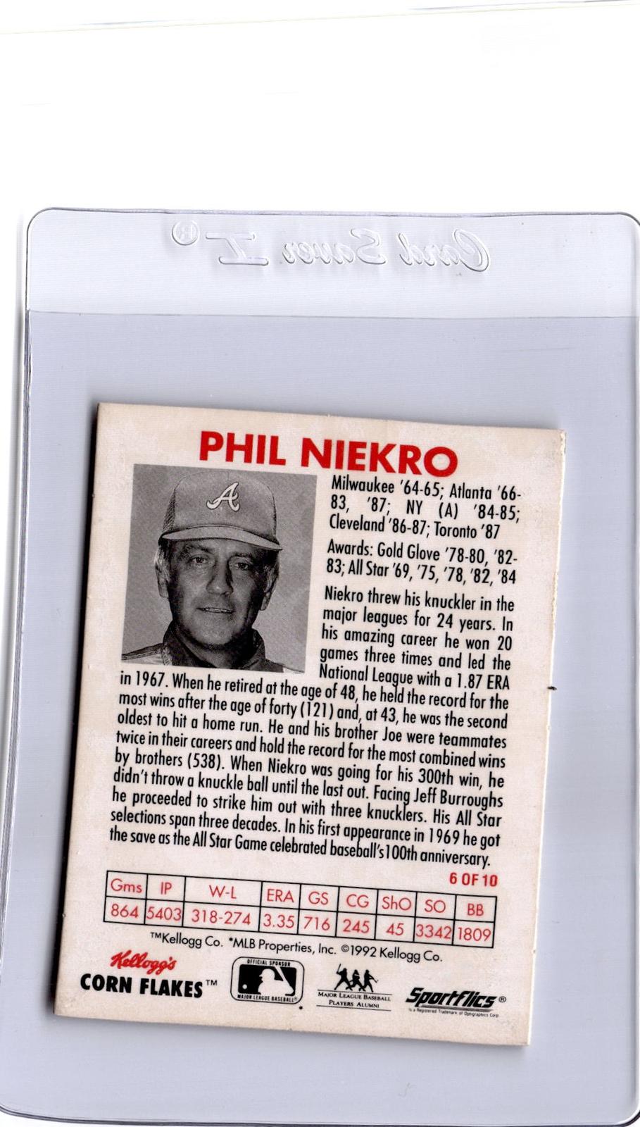 1992 Kellogg's Frosted Flakes All Stars #NNO Phil Niekro