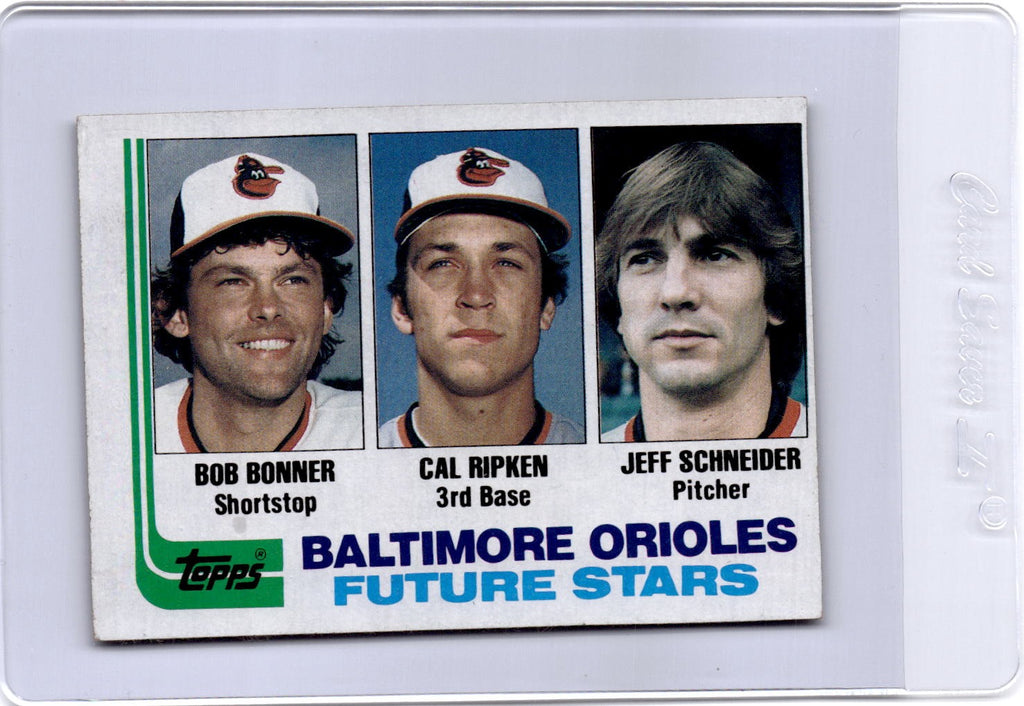 1982 Topps #21 Orioles Future Stars (Bob Bonner / Cal Ripken / Jeff Schneider)
