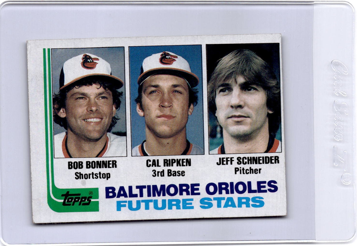 1982 Topps #21 Orioles Future Stars (Bob Bonner / Cal Ripken / Jeff Schneider)