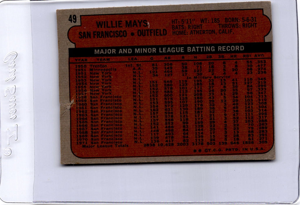 1972 Topps #49 Willie Mays