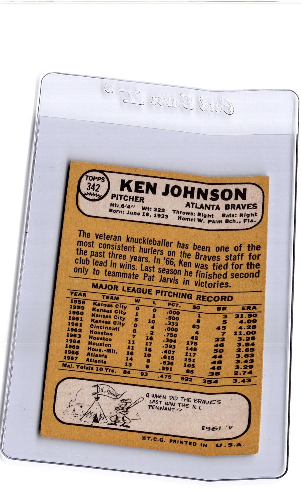 1968 Topps #342 Ken Johnson