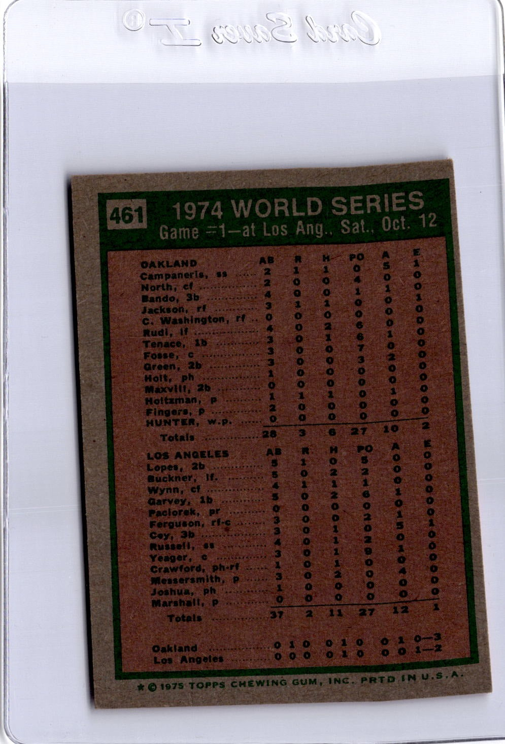 1975 Topps #461 1974 World Series Game 1