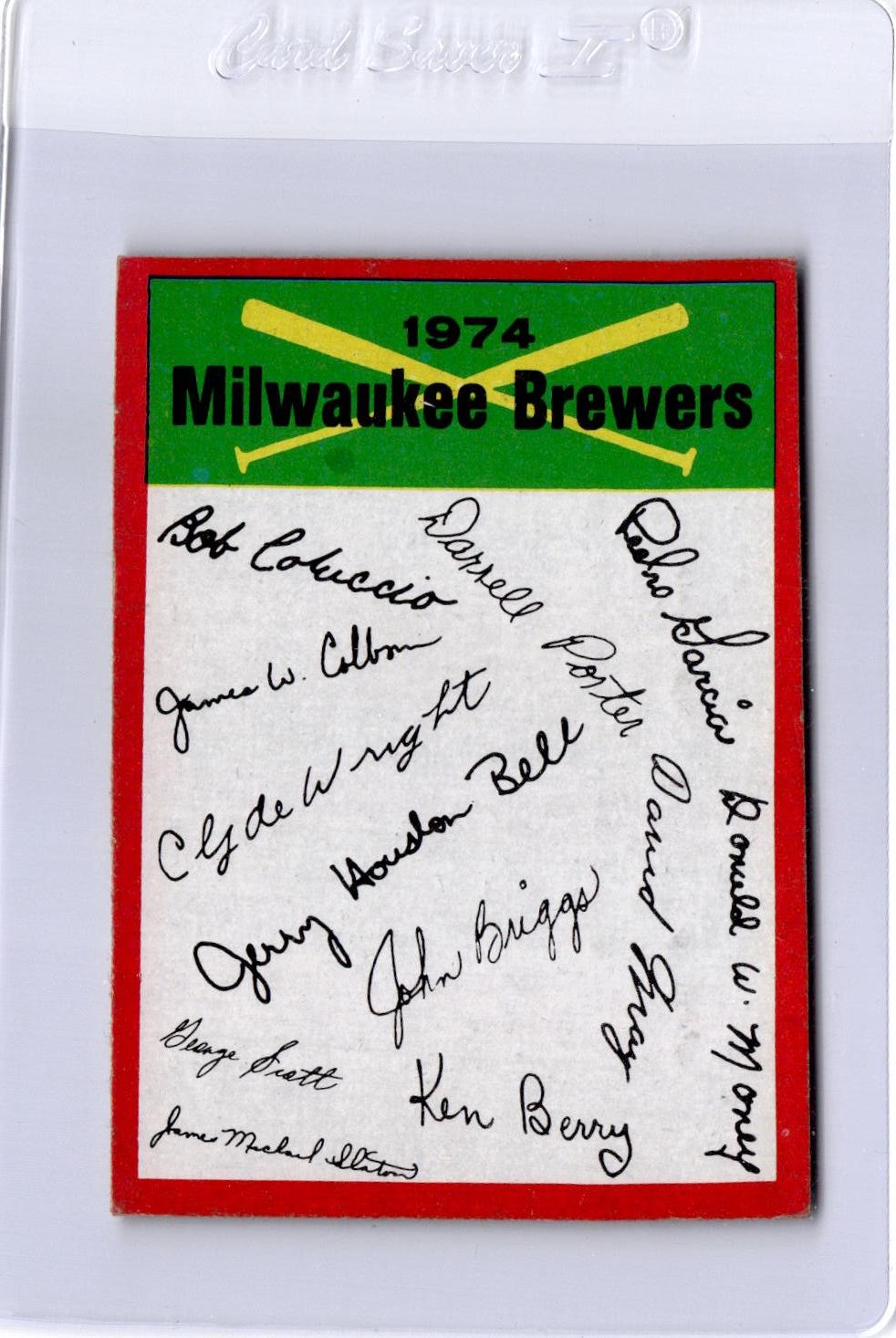 1974 Topps #NNO Milwaukee Brewers Team Checklists