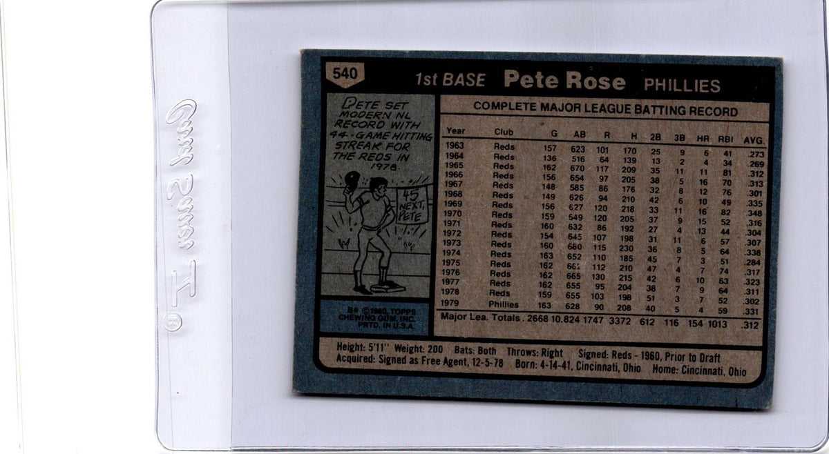 1980 Topps #540 Pete Rose