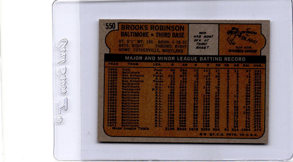 1972 Topps #550 Brooks Robinson