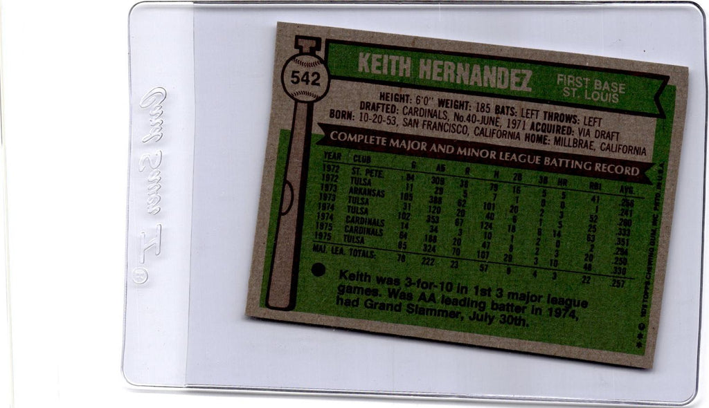 1976 Topps #542 Keith Hernandez