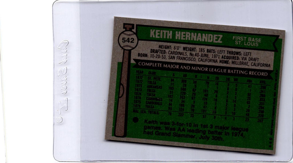 1976 Topps #542 Keith Hernandez
