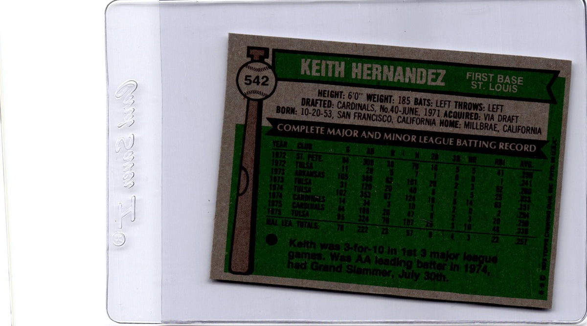 1976 Topps #542 Keith Hernandez