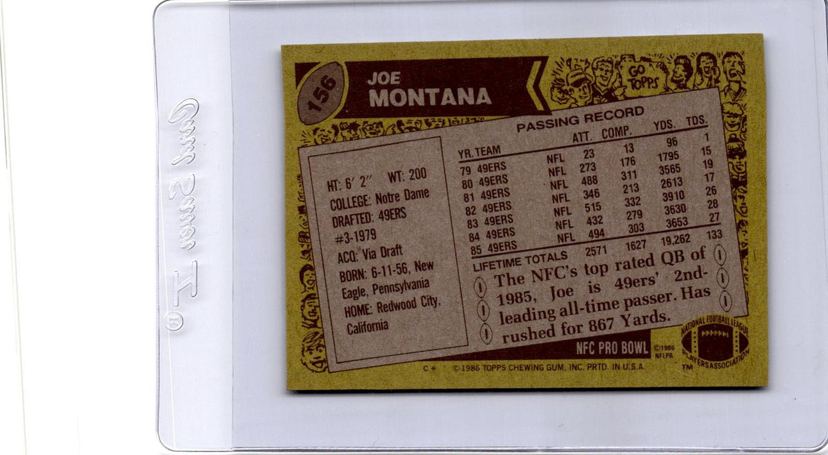 1986 Topps #156b Joe Montana