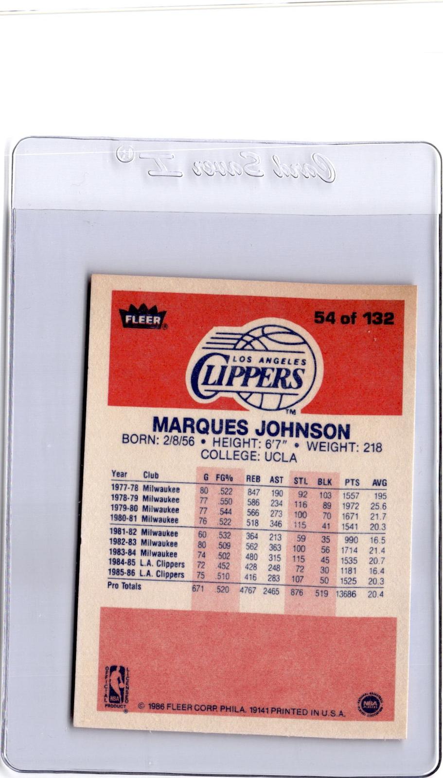 1986-87 Fleer #54 Marques Johnson
