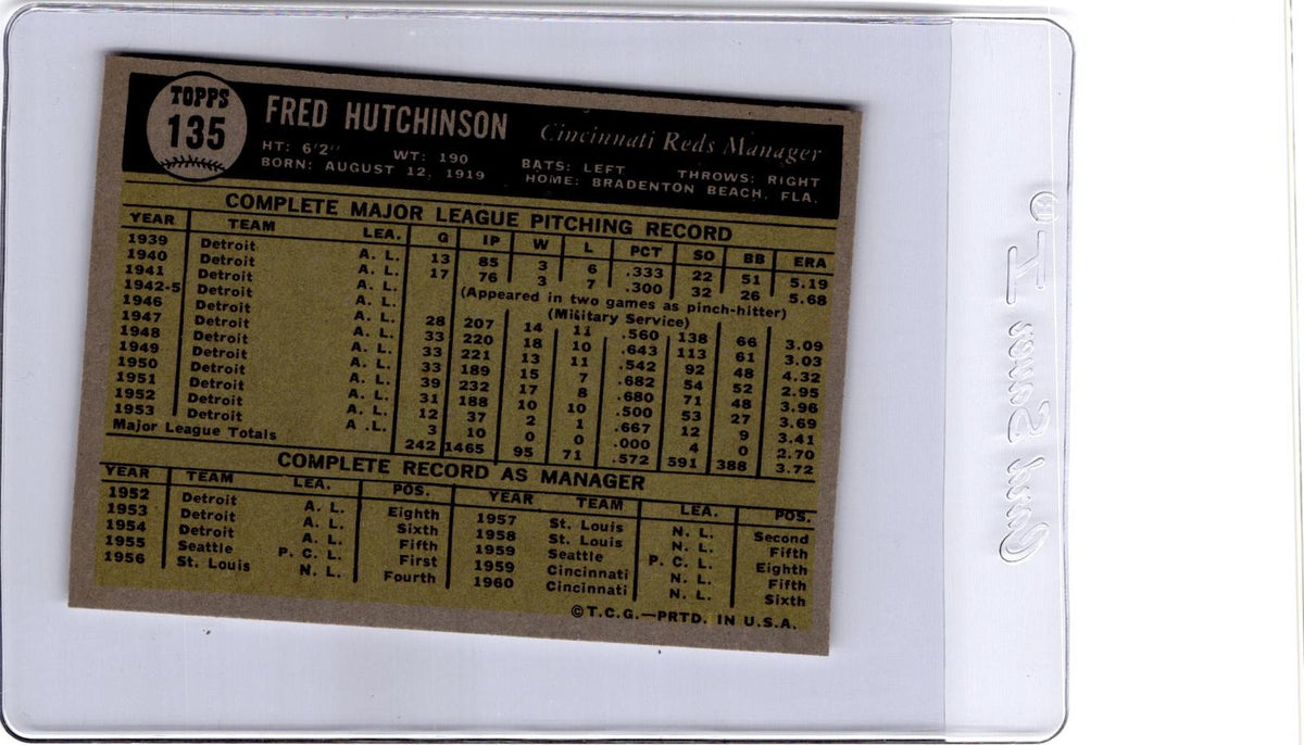 1961 Topps #135 Fred Hutchinson