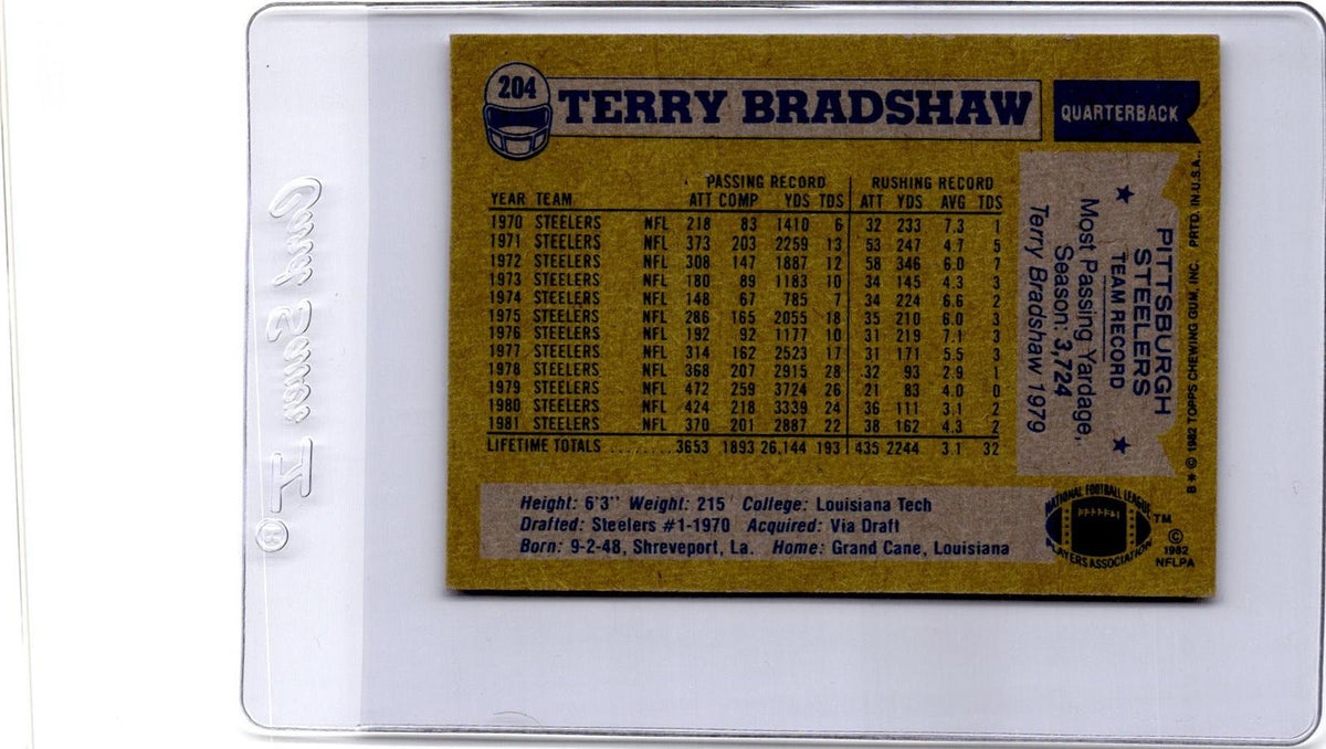 1982 Topps #204 Terry Bradshaw