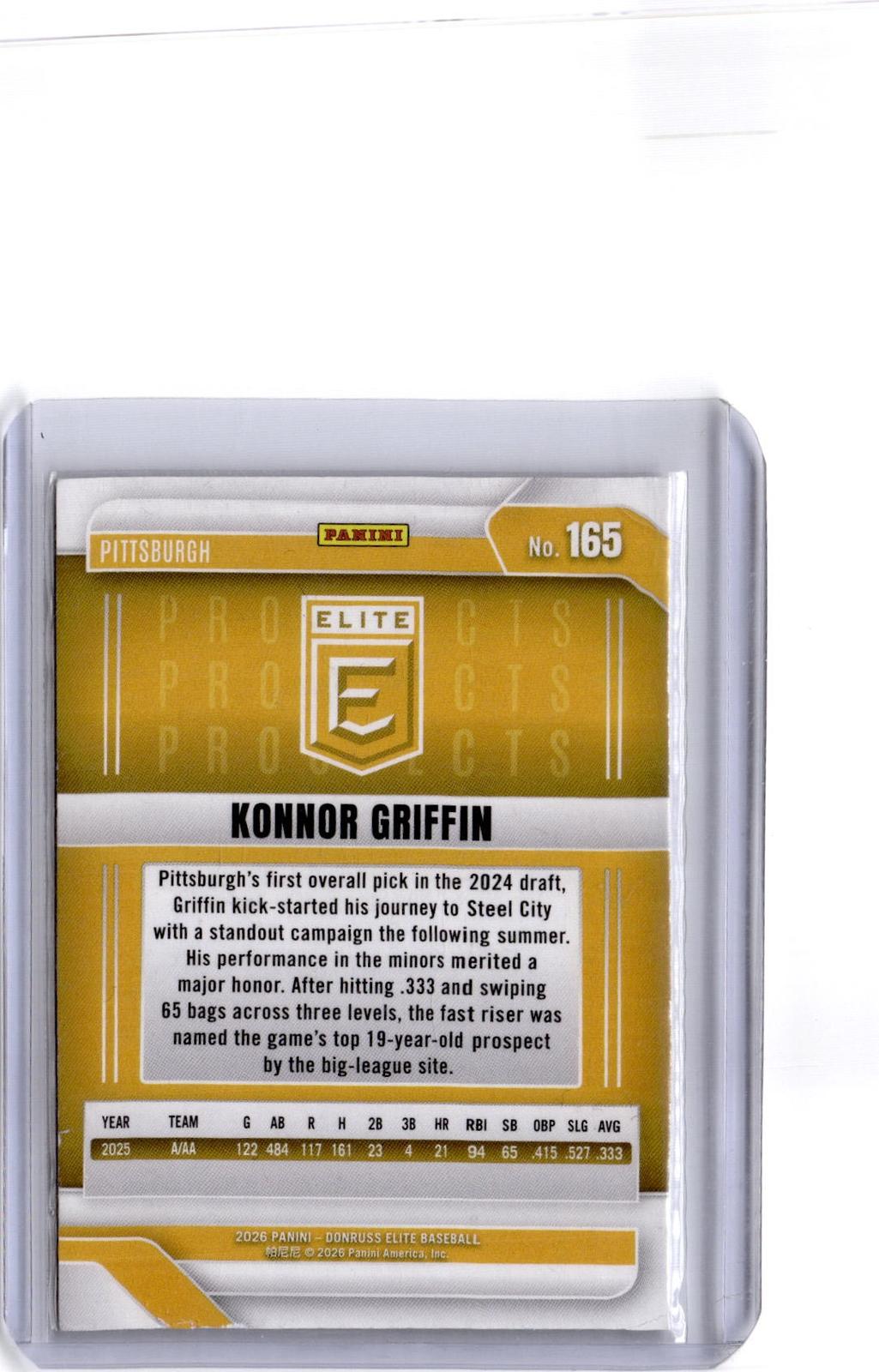 2026 Donruss Elite #165 Konnor Griffin Aspirations Lava #/399