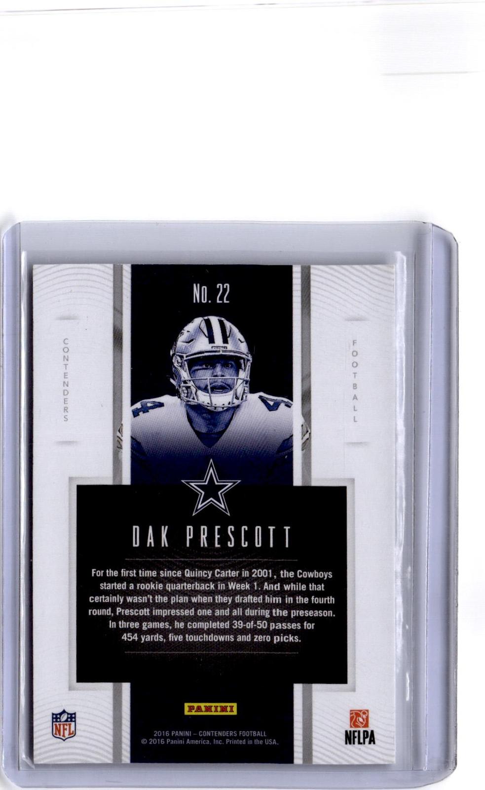 2016 Panini Contenders #22 Dak Prescott Rookie of the Year Contenders Gold #/199